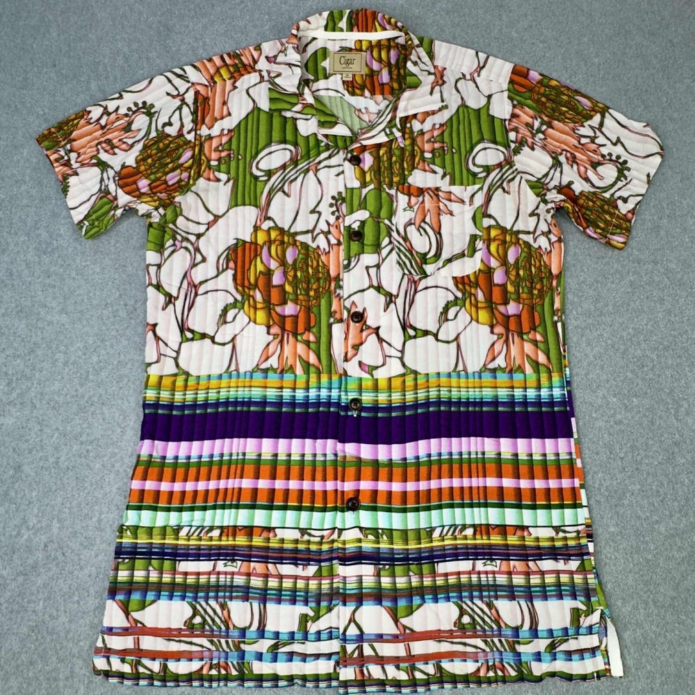 Cigar Couture Floral Colorblock Shirt Short Sleeve‎ Men's Size Medium Hawaiian